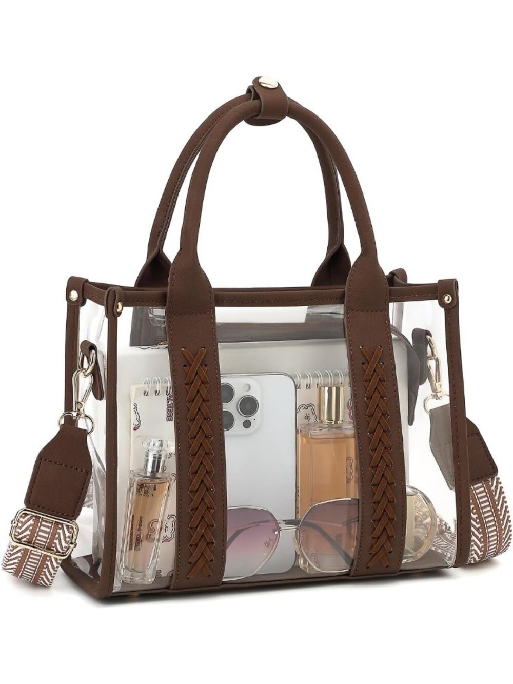 Stylish Clear Tote Bag for Stadiums - Transparent Crossbody Purse for Beach